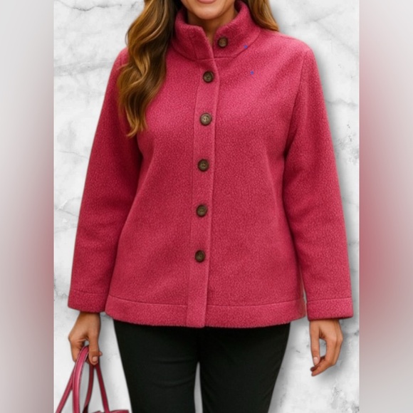 L.L. Bean Jackets & Blazers - L.L.Bean Women’s Speckled Pink Fleece Button Down Jacket Warm Cozy Size M